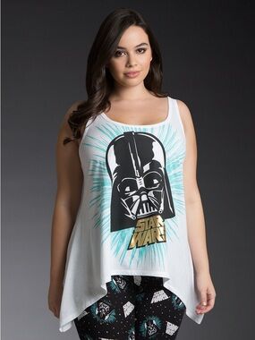 Star Wars Darth Vader Graphic White Tank Top Sleepwear Womens Plus Size